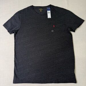 Ralph Lauren Men's Dark Gray Tee with Red Emblem